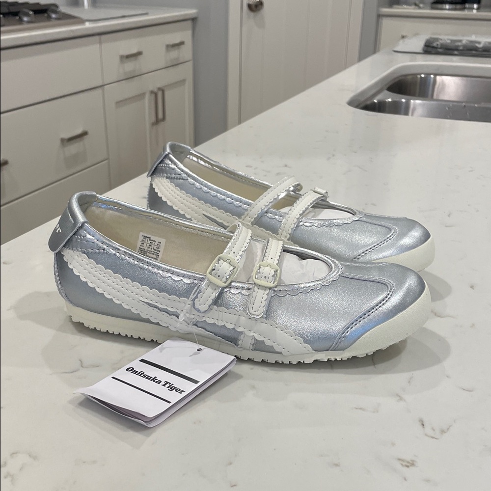 Onitsuka Tiger by Asics Kids Silver Mary Jane Twin-Strap Sneakers Size 8.5